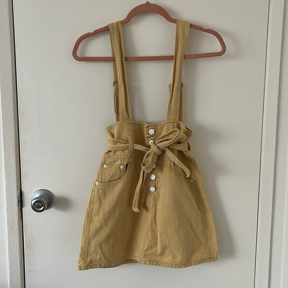 Mustard Yellow overall high waisted skirt